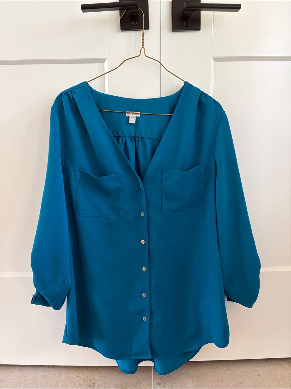 G by Guess Teal Button-Front Blouse